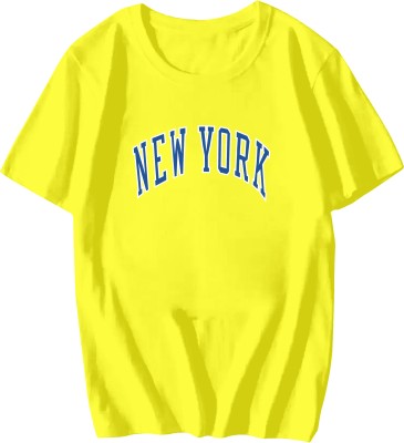 Fashion And Youth Typography Women Round Neck Yellow T-Shirt