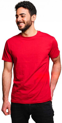Shri Ji Collection Solid Men Round Neck Red T-Shirt
