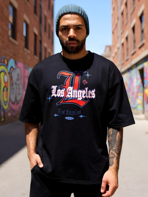 FLYIND VOGUE OUTFIT Printed Men Round Neck Black T-Shirt