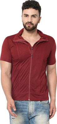 Adorbs Trend Solid Men Polo Neck Maroon T-Shirt