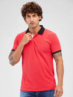 PARK AVENUE Solid Men Polo Neck Red T-Shirt