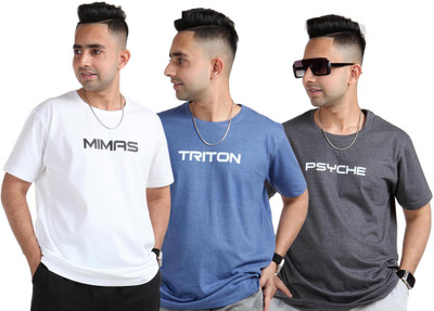 VB Clothing Typography Men Round Neck Blue, White, Grey T-Shirt