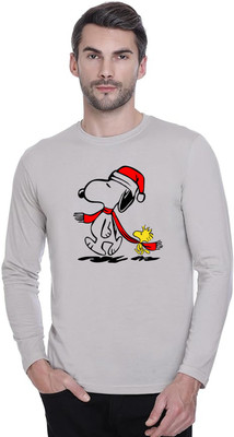 LV CARE Printed Men Round Neck Grey T-Shirt
