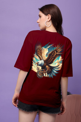 CORSICA Graphic Print Women Round Neck Maroon T-Shirt