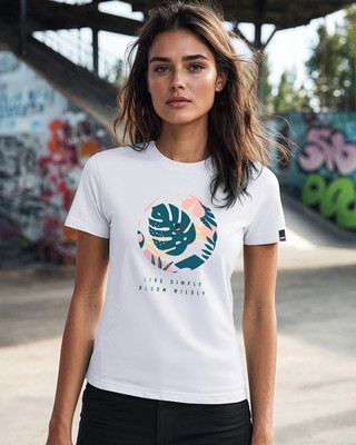 BEWAKOOF Graphic Print Women Round Neck White T-Shirt