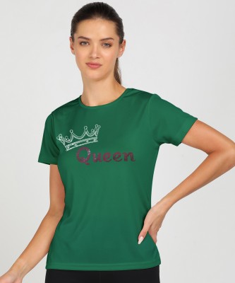 SHASHVI Typography Women Round Neck Green T-Shirt