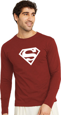 OrrganicChics Printed Men Round Neck Maroon T-Shirt