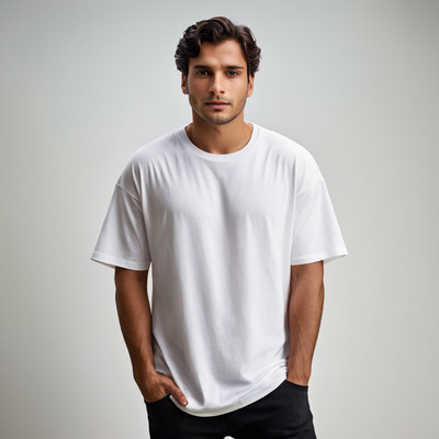 MOJILO Solid Men Round Neck Reversible White T-Shirt