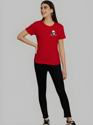 SZN Graphic Print Women Round Neck Red T-Shirt