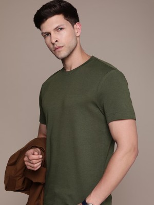 London Crew Solid Men Round Neck Green T-Shirt