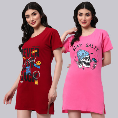 ZEPPI Printed Women Round Neck Multicolor T-Shirt