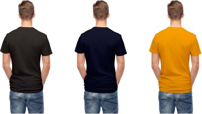 TRENDY DUNIYA Printed Men Round Neck Black, Dark Blue, Gold T-Shirt