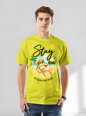 TheLyra Printed Men Round Neck Green T-Shirt