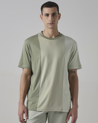 MUFTI Colorblock Men Crew Neck Green T-Shirt