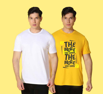 WOOSTRO Solid, Printed Men Round Neck Multicolor T-Shirt