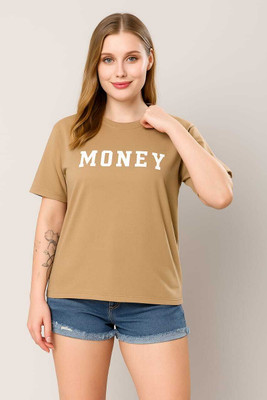 NEHA FASHIONNN Graphic Print, Typography Women Round Neck Black T-Shirt