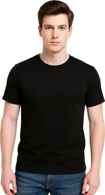 ZeniuZ Solid Men Round Neck Black T-Shirt