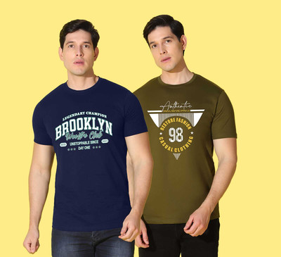 WOOSTRO Printed Men Round Neck Multicolor T-Shirt