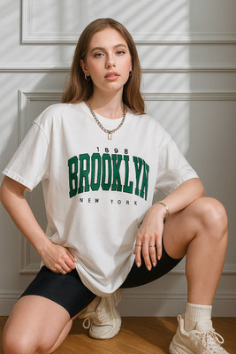 DRIFTH Graphic Print, Typography Women Round Neck White T-Shirt