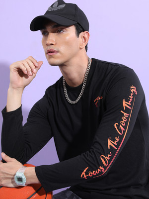 KETCH Printed Men Round Neck Black T-Shirt