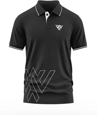 Warriorworld Solid Men Polo Neck Black T-Shirt