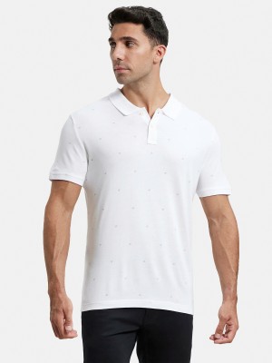 JOCKEY Printed Men Polo Neck White T-Shirt