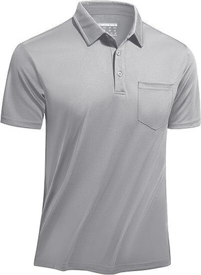 COLORTRAIT Solid Men Polo Neck Grey T-Shirt