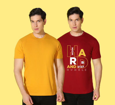 WOOSTRO Typography, Solid Men Round Neck Multicolor T-Shirt