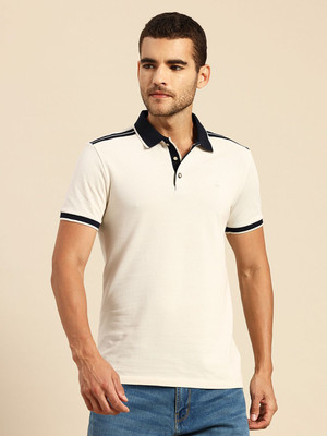 United Colors of Benetton Solid Men Polo Neck Beige T-Shirt