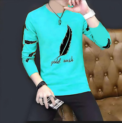 FAOES Printed Men Round Neck Green T-Shirt