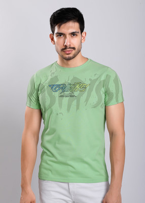 HIGHTRIBE Printed Men Round Neck Orange T-Shirt