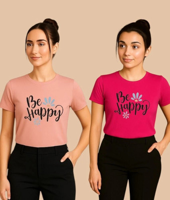 Moldify Printed Women Round Neck Multicolor T-Shirt