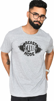 Burundi Blu Printed, Typography Men Round Neck Grey T-Shirt