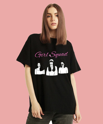 prageet Printed Women Round Neck Black T-Shirt