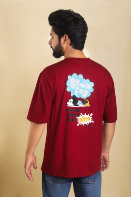 BDSQUARE Printed Men Round Neck Red T-Shirt