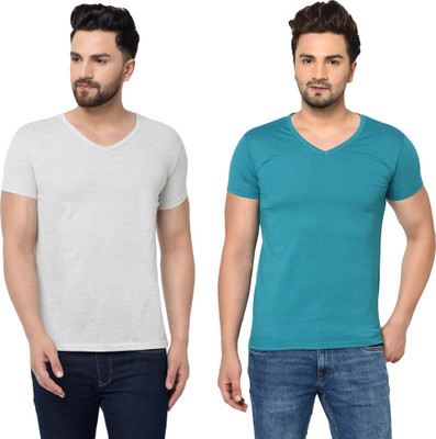 Tresna Trendy Solid Men V Neck Multicolor T-Shirt