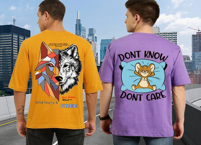 Parona Printed Men Round Neck Yellow, Purple T-Shirt