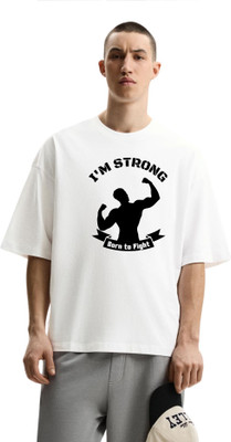 KS IMPEX Self Design Men Round Neck White T-Shirt