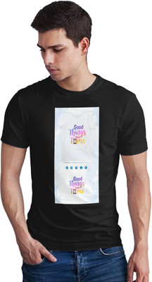 Seek Buy Love Printed Men Round Neck Black T-Shirt
