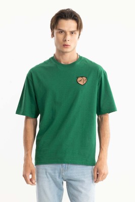 Snitch Solid Men Round Neck Dark Green T-Shirt