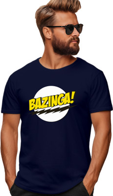 Roach Printed Men Round Neck Navy Blue T-Shirt