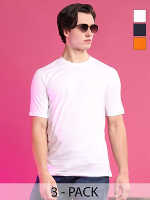 Moda Rapido Solid Men Round Neck Blue T-Shirt