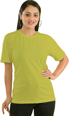 SHAUN Solid Women Round Neck Multicolor T-Shirt