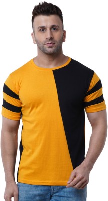 WRODSS Colorblock Men Round Neck Yellow T-Shirt