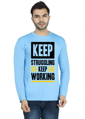 LV CARE Printed Men Round Neck Blue T-Shirt