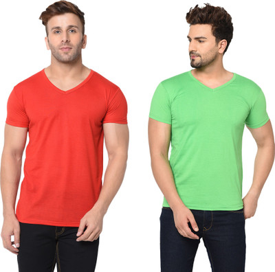 Moordale Fab Solid Men V Neck Multicolor T-Shirt