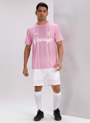 Unbrnd Printed, Self Design Men Crew Neck Pink T-Shirt