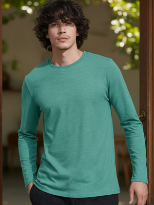 JUST ROAR Printed Men Round Neck Green T-Shirt