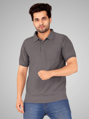 SPARS INTER Solid Men Polo Neck Grey T-Shirt