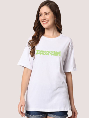 Shonisha Typography Women Round Neck White T-Shirt
